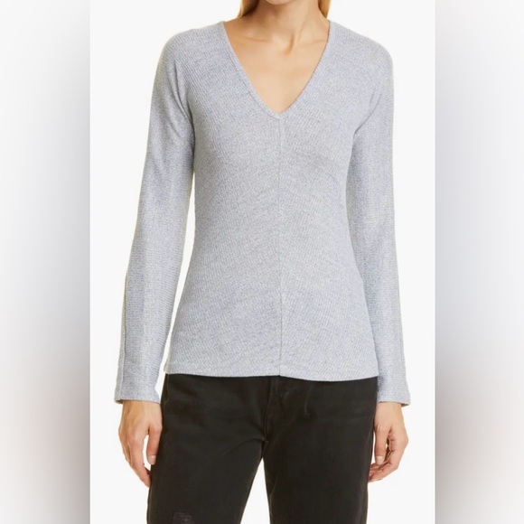 rag & bone Tops - rag & bone The Bias Rib Knit Long Sleeve V-Neck Top